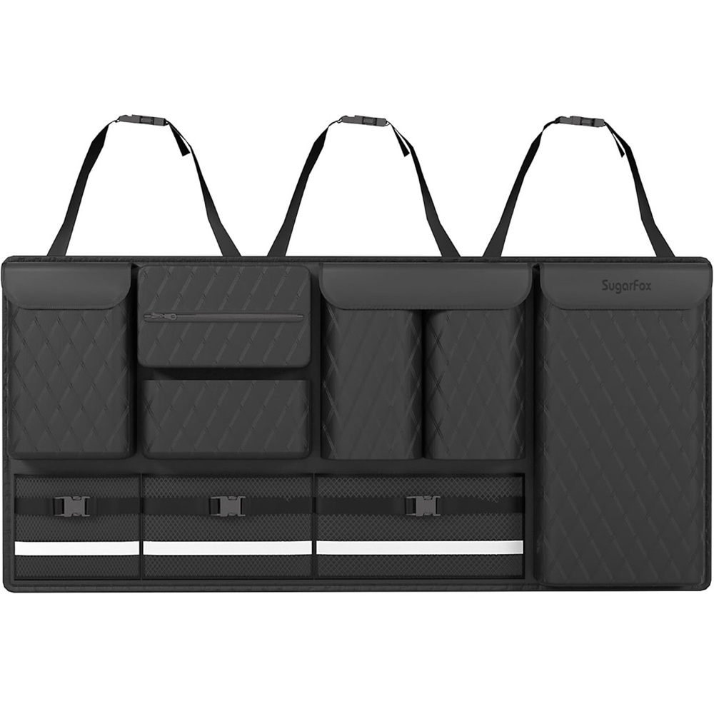 PU Leather Backseat Car Organizer – Large Capacity, Black for SUVS and Sedans